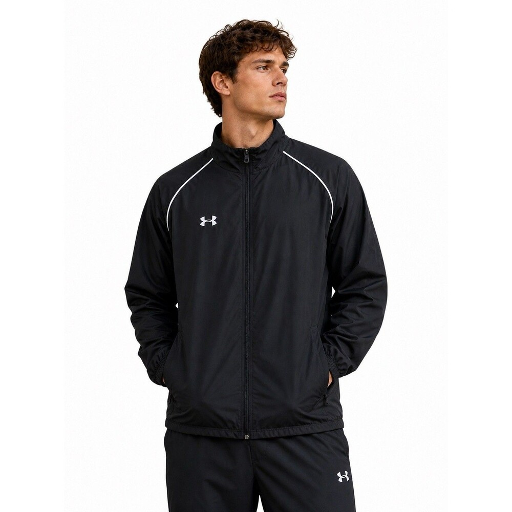 Under Armour Jacket Mens XXLT Black Full Zip Windbreaker Loose Mesh